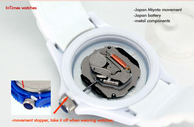 wholesale watches 40mm unisex Japan movt. plastic case silicone strap 5ATM from Intimes wholesale watch