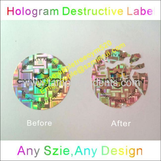 One Time Use Gold/Silver Hologram Sticker,Hologram Ultra Destructible Vinyl Labels for Property Protection,Eggskin Label