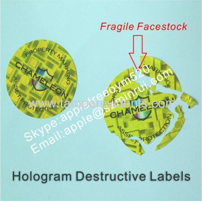 One Time Use Gold/Silver Hologram Sticker,Hologram Ultra Destructible Vinyl Labels for Property Protection,Eggskin Label