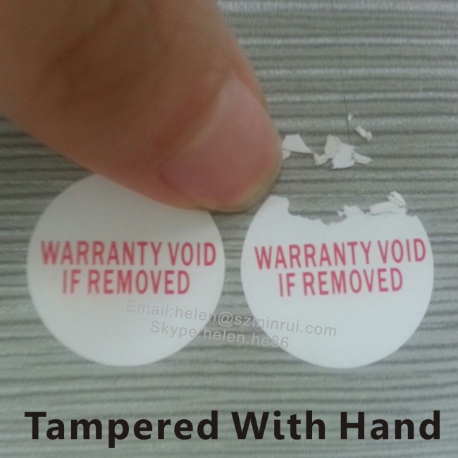 Tamper Proof Round Destructive Warranty Void Sticker,Eggshell Paper Warranty Void If Removed Label Printing