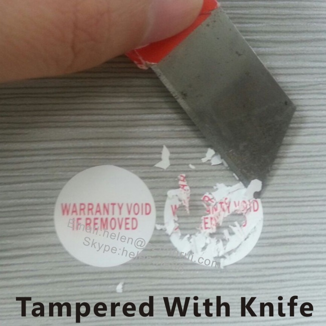 Tamper Proof Round Destructive Warranty Void Sticker,Eggshell Paper Warranty Void If Removed Label Printing