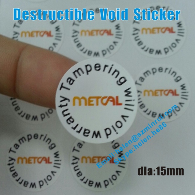 Tamper Proof Round Destructive Warranty Void Sticker,Eggshell Paper Warranty Void If Removed Label Printing