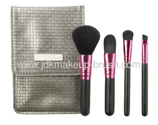 4pcs Travel Makeup Brush set with PU pouch 