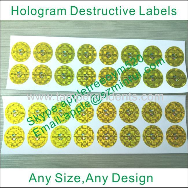 One Time Use Gold/Silver Hologram Sticker,Hologram Ultra Destructible Vinyl Labels for Property Protection,Eggskin Label