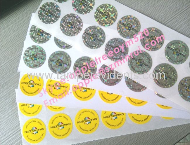 One Time Use Gold/Silver Hologram Sticker,Hologram Ultra Destructible Vinyl Labels for Property Protection,Eggskin Label