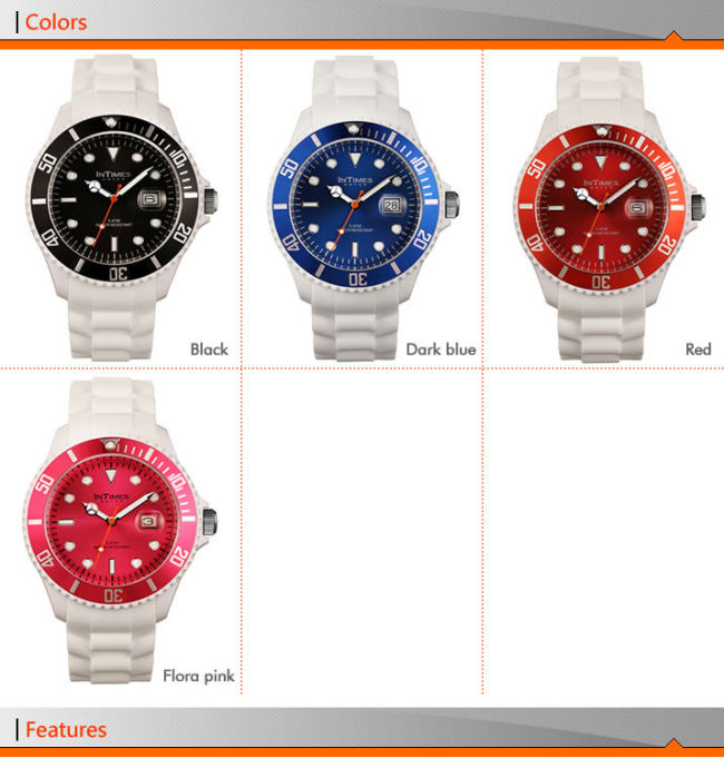 Nice silicon watches for men 44mm Japan movt plastic case silicon bracelet watches from Intimes branded silicon watches