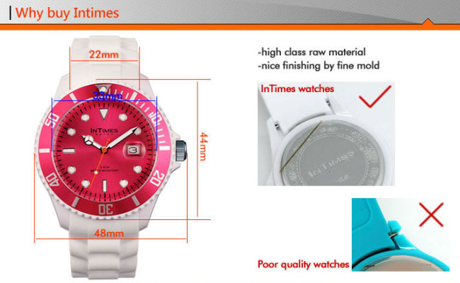 Nice silicon watches for men 44mm Japan movt plastic case silicon bracelet watches from Intimes branded silicon watches