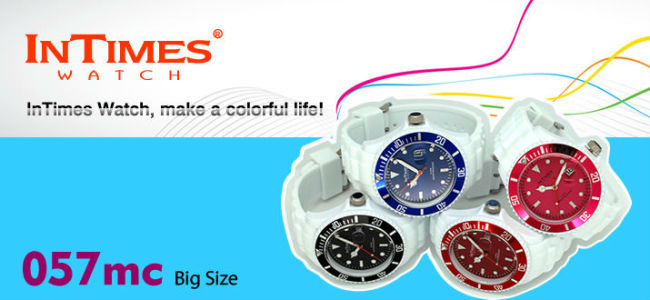 custom watches for Man 44mm IT-057MC plastic case silicone bracelet Japan Movt. From Intimes brand watch collection