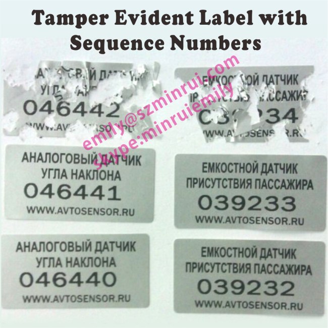 Custom Silver Eggshell Stickers with Sequence Numbers,Silver Tamper Evident Seal Labels,Silver Security Labels