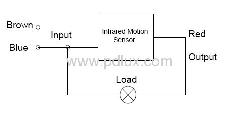 Infrared motion sensor как подключить провода схема подключения к сети