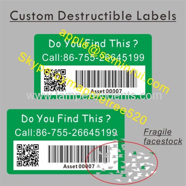 Custom Printing Security Barcode Labels,Destructive Tamper Evident QRcode Rolls with Fast Leadtime and Good Quality