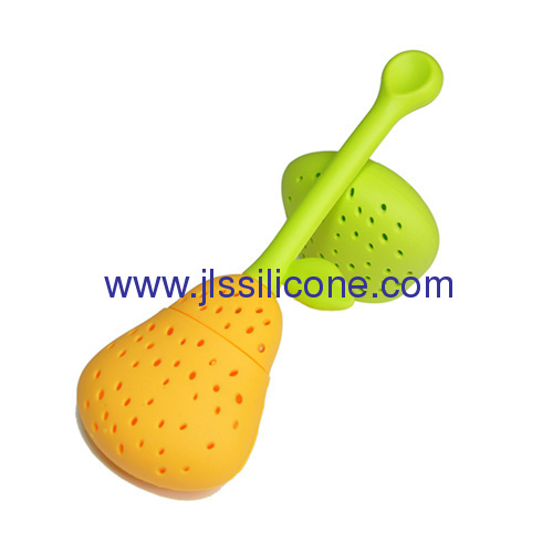 Odor free tea infuser silicone rubber Pear