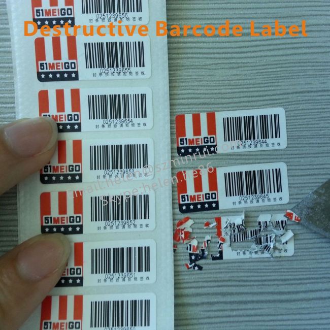 Custom Destructible Labels For Asset Tracing,Each Readable Bar code Sticker For Product ID 
