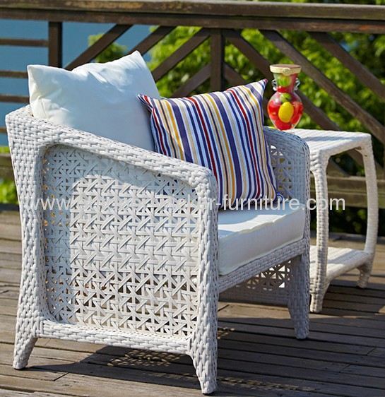 Garden rattan furniture with side coffee table