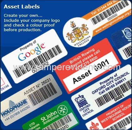 Custom Tamper Evident Asset Sticker,Printable Tamper Proof Property Label with Compan Name& Logo,Destructive Labels