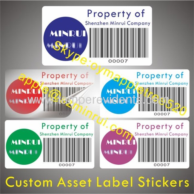 Custom Asset Labels With Barcode and LOGO,Asset Identification Labels With Strong Adhesive,Destructive Asset ID Labels