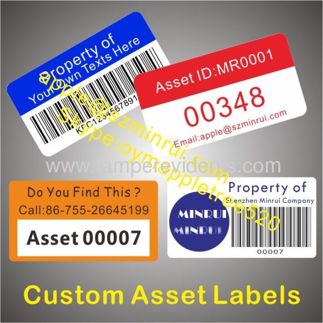 Custom Asset Labels With Barcode and LOGO,Asset Identification Labels With Strong Adhesive,Destructive Asset ID Labels