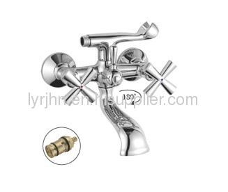 Dual handles wall-mounted bath mixer