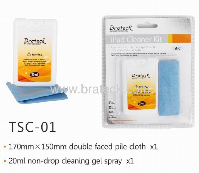 Screen Cleaner Kit including cloth and gel spray