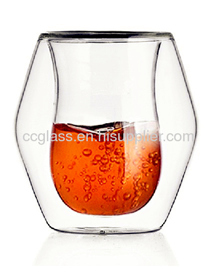  Hand Blown Borosilicate Double Wall Glass Cups