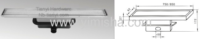Long Euro Siphon Tile Insert Floor Drain with Side Outlet