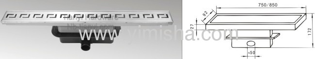 Long Euro Siphon Polished Floor Drain with Side Outlet