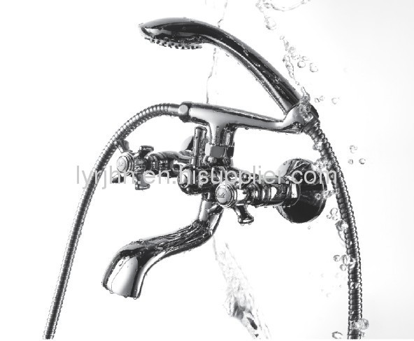 Double handles wall-mounted bath mixer