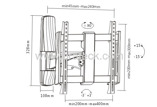 GS approved full motion universal TV bracket