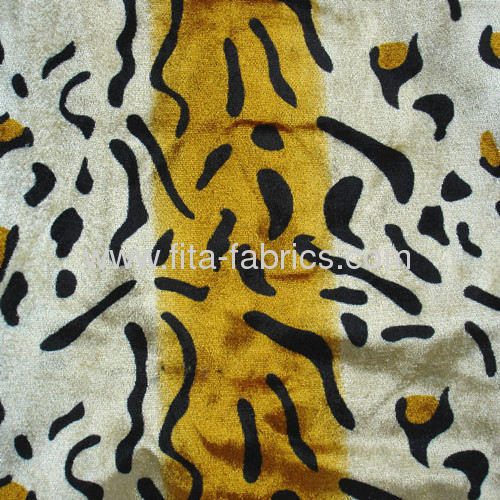 Tiger stripes printed panne for sofa fabric