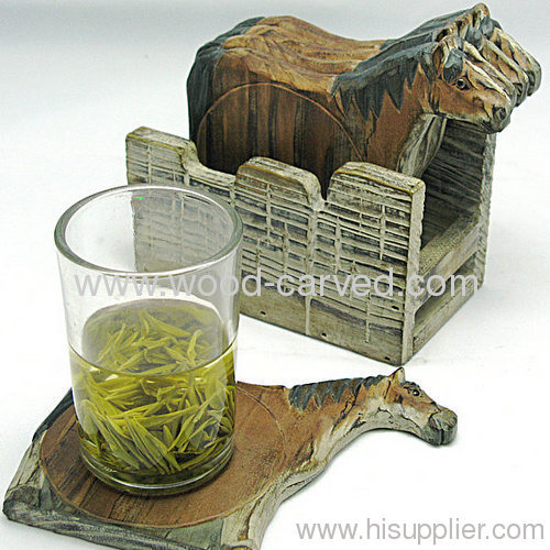 Wooden Carved horse shaped Coast Set