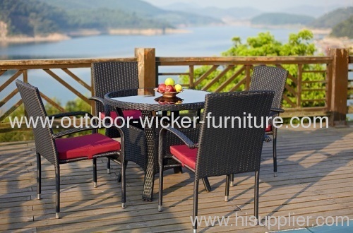 Patio wicker dining table and chairs