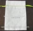 Recycled White Small Cotton Drawstring Pouch Bags For Kids Silkscreen