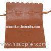 Brown Leather Small Drawstring Gift Pouches For Promotion With Logo