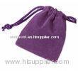 Small Purple Velvet Drawstring Gift Pouches With Logo Printing