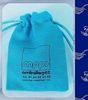 Blue Printed Jute Drawstring Pouch For Foot Packing Customized Logo