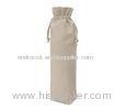 White Cotton Wine Bottle Pouch Totes For Supermarket , 10*28cm