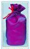 Purple Silk Taffeta Fabric Wine Bottle Pouch With Drawstring Ribbon