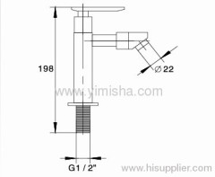 198mmx G1/2x dia.22mm Brass Water Faucet for Basin with Rectangular Handle