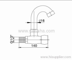 140mmx G1/2x dia.16mm Kitchen Wall Mounted Ceramic Sheet Faucet