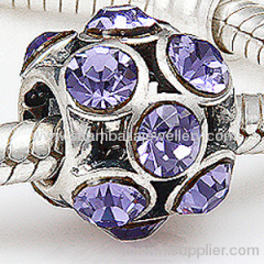 sterling silver european big hole austrian crystal bead for bracelets