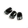 Black Zebra pattern French Manicure Fake Nails , Printing adult nail tips