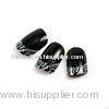 Black Zebra pattern French Manicure Fake Nails , Printing adult nail tips