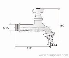 Brass Horizontal Ceramic Sheet Single Cross Zinc Handle Water Faucet for Washing Machine