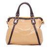 Cream-Colored Pu Leather Satchel Handbag For Office , Animal Grain