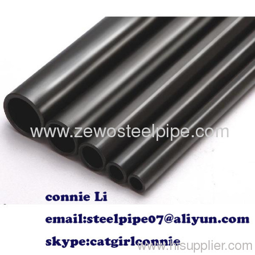 DIN seamless steel pipe with Plastic cap and black paint