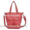 Red / Pink Womens Pu Leather Handbag Trendy For Party With Studs