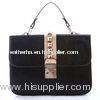 Fashionable Pu Leather Handbag With Arrow Lock , Pure Color Black