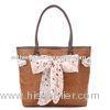 Brown / Purple Single Strap Handbags With Butterfly Flower Decoration