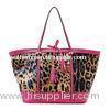 Big Satchel Style Single Strap Handbags Pink , Black Animal Print