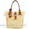 Real Leather Exquisite Single Strap Handbags Preppy , Cream-Colored